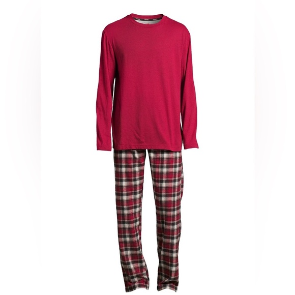Hanes Men’s Slub Jersey Top and Ultra Soft Flannel Sleep Pants Set, 2-Piece - Picture 5 of 5